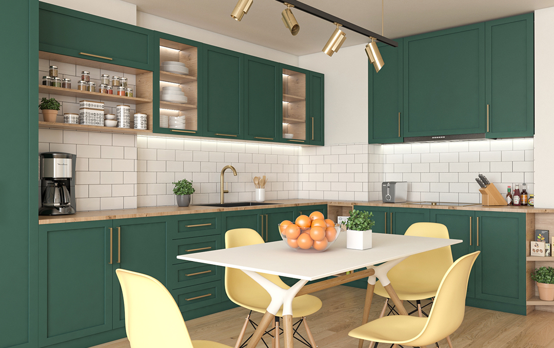 Зеленые кухни – фото в интерьере и правила сочетания цветов и оформления